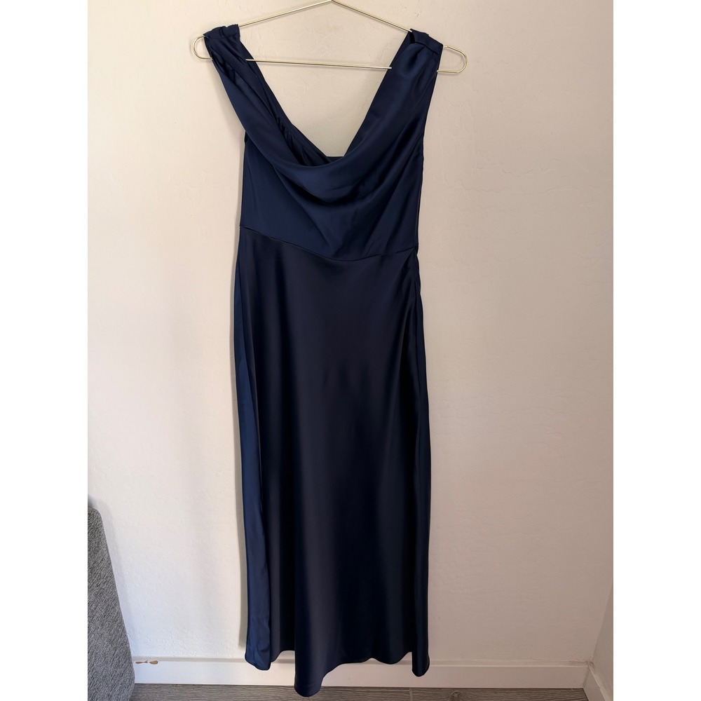 Sachin & Babi Viveca Off the Shoulder Gala Black Tie Dress Gown Sz 10 Navy Blue